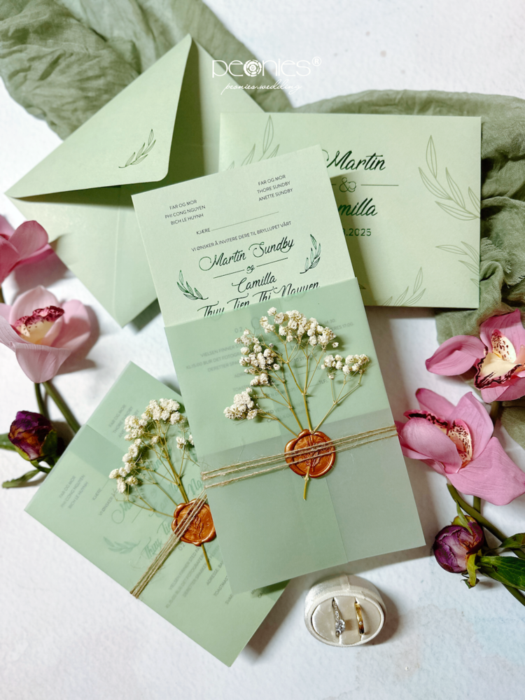 Thiệp cưới Cao cấp - Peonies Wedding Print