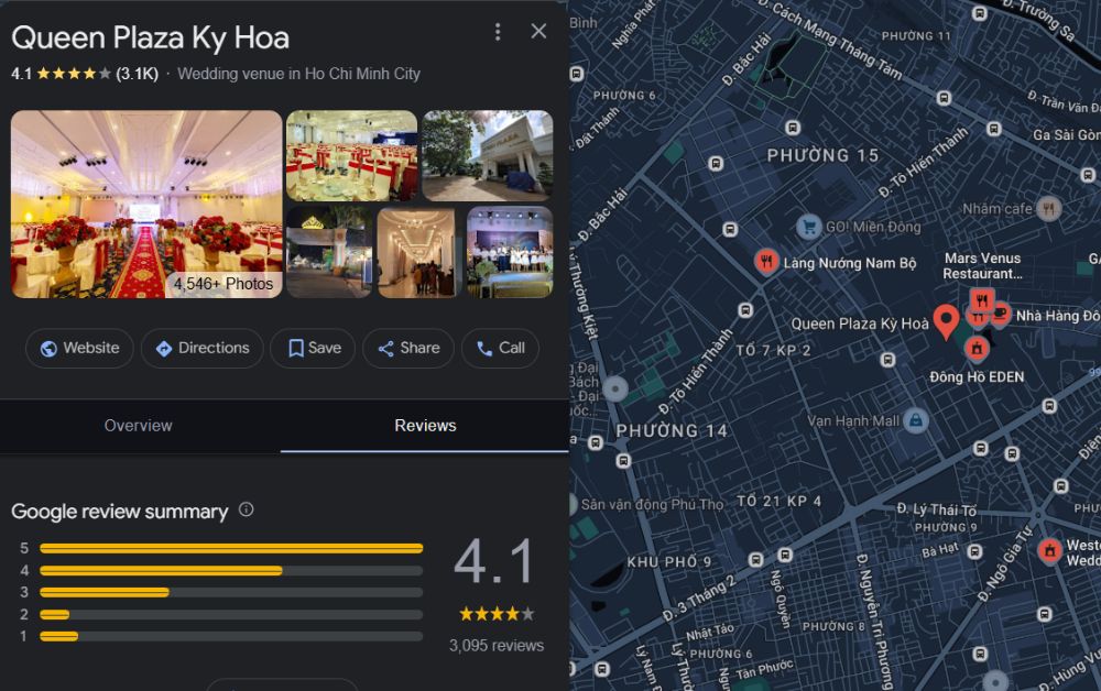 Queen Plaza Kỳ Hoà nhận đánh giá 4.1 sao trên Google Map
