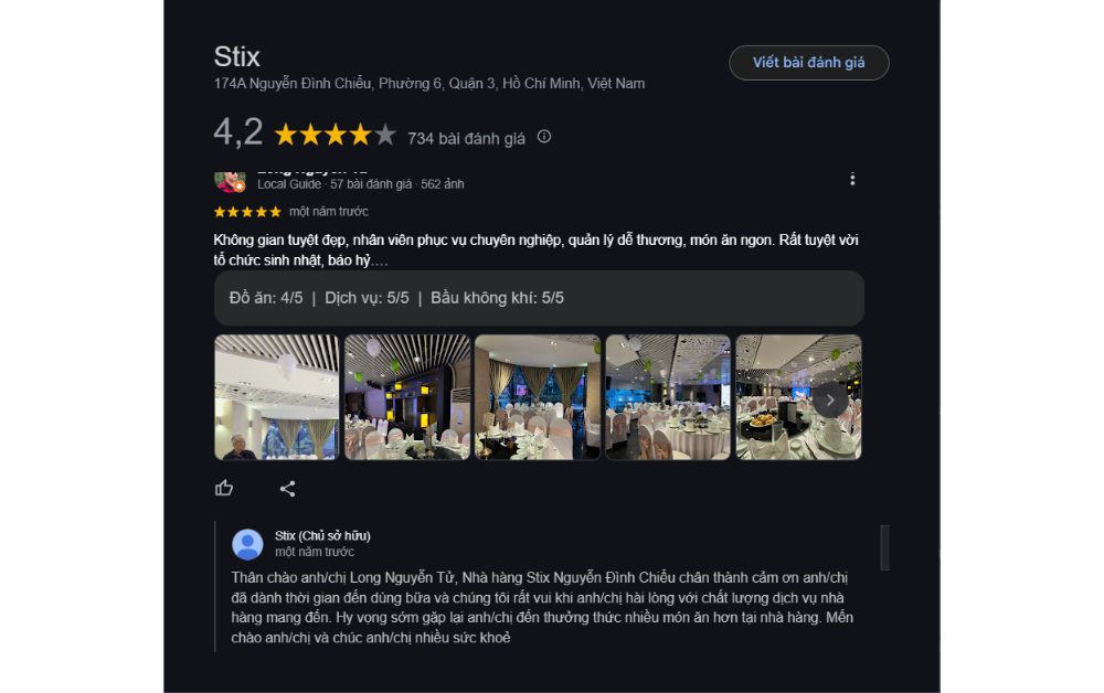 Stix nhận về 4.2 sao từ hơn 700 đánh giá trên Google Map