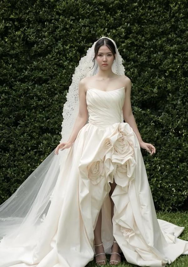 Mẫu váy cưới cho cô dâu bigsize dáng chữ nhật - Nguồn Khabib Bridal